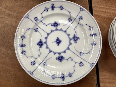 Lot 5119 - Eight late 19th century Royal Copenhagen blue fluted plates together with twelve other plates