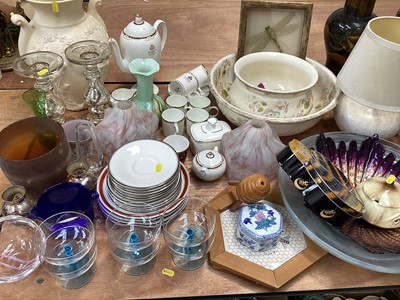 Lot 5130 - Collection of ceramics and others to include pair of Victorian mercury glass candle sticks, Edwardian mantel clock etc