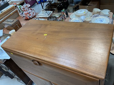 Lot 5326 - Ercol drinks cabinet with fall front, two doors and single drawer below, 82cm, 43cm deep, 110cm high