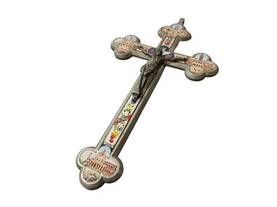 Lot 5134 - Italian micromosaic crucifix, 21cm high