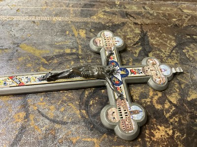 Lot 5134 - Italian micromosaic crucifix, 21cm high