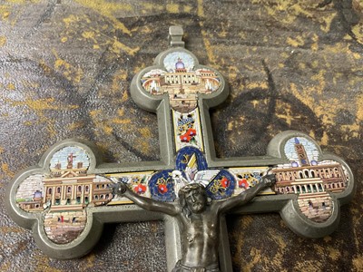 Lot 5134 - Italian micromosaic crucifix, 21cm high