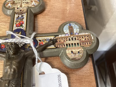 Lot 5134 - Italian micromosaic crucifix, 21cm high
