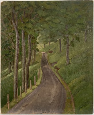 Lot 42 - Sydney Robert Watson (1892-1976) oil on board, Wooded lane, signed verso, 46cm x 38cm, unframed