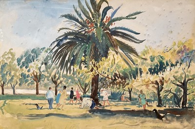 Lot 54 - Jean Dryden Alexander (1911-1994) watercolour, two signed works, On the Shore Harwich and An Auckland Park, New Zealand