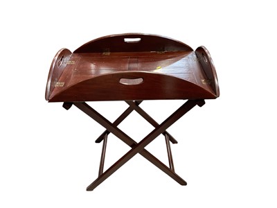 Lot 5333 - Mahogany butlers' tray on folding stand