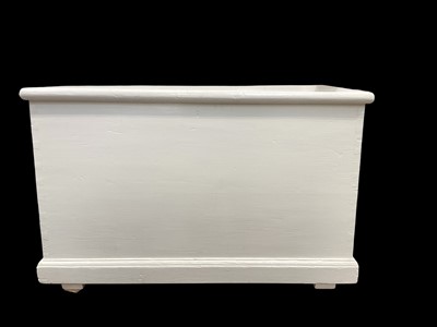 Lot 5340 - Victorian white painted blanket box with metal side handles, 95cm wide, 53cm deep, 61cm high