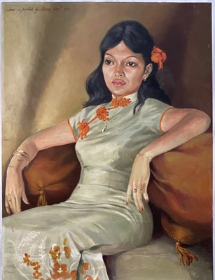 Lot 66 - Ahmad Nazit (mid 20th century) oil on canvas, portrait - Ami, signed and dated 1978, 102cm x 76cm, unframed