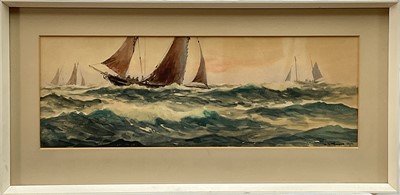Lot 287 - W S Tomkin (1861-1940) watercolour - Marine scene, signed and dated 1912, 18cm x 50cm, glazed frame