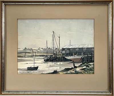 Lot 58 - H. W. Shoulder, watercolour, Low Tide at Walton-on-the-Naze, signed, titled verso, 25cm x 35cm, glazed frame