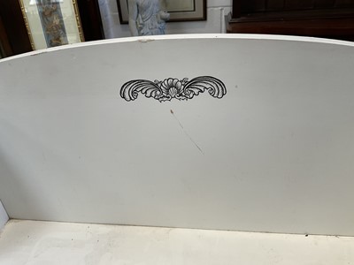 Lot 5373 - Pair of hand painted dwarf waterfall bookcases, with open graduated shelves and drawer below