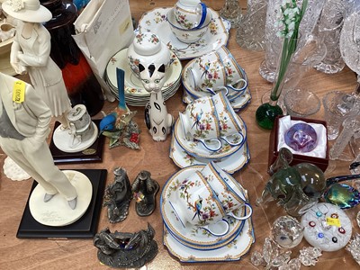 Lot 5207 - Collection of china, glass and ornaments to include Swarovski Crystal ornaments, paperweights, 1930s Aynsley tea set, cut glass vases, etc