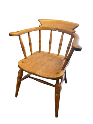 Lot 1515 - George VI smokers bow elbow chair, stamped with George VI cypher