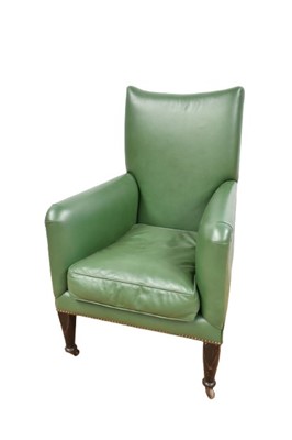 Lot 1367 - Green leather upholstered library chair