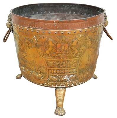 Lot 1357 - 19th century copper and brass log bin