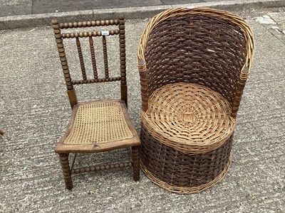Lot 5359 - Bobbin turned chair and a wicker chair