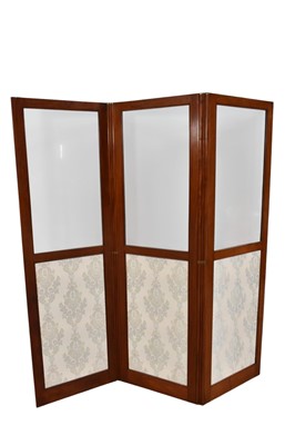 Lot 1369 - Late 19th / early 20th century mahogany three-fold screen