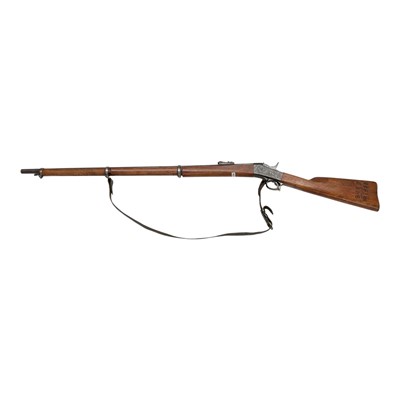 Lot 853 - Swedish Remington M.1867 12.7x42R rolling block rifle, serial number 805, folding ladder sight and secured by three bands, the action dated 1871, the stock numbered 24.R.B No. 1966.