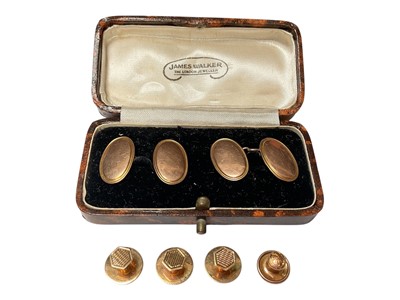 Lot 15 - Pair of 9ct rose gold cufflinks and four 9ct gold dress studs