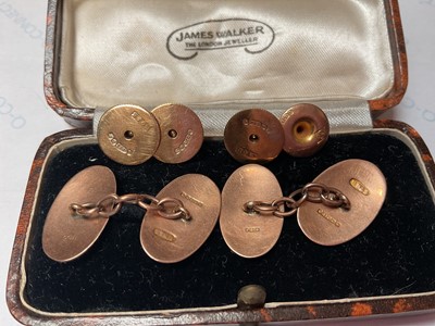 Lot 15 - Pair of 9ct rose gold cufflinks and four 9ct gold dress studs