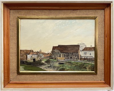 Lot 74 - Michael John Hunt (b. 1941) oil on board- English village scene, signed, 25cm x 35cm, framed
