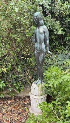 Lot 1518 - Gilbert, bronze standing figure of a young girl, signed to the plinth and dated 1959, bronze 112cm high, total height 173