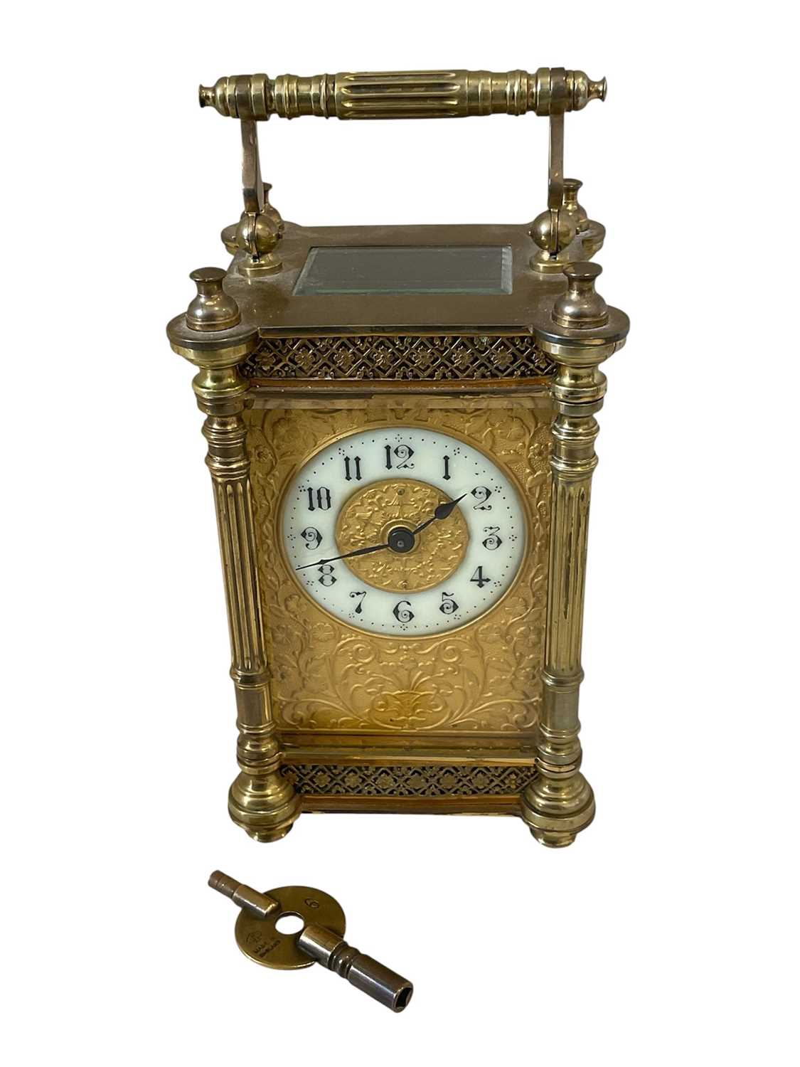 Lot 5179 - Early 20th century French brass carriage clock