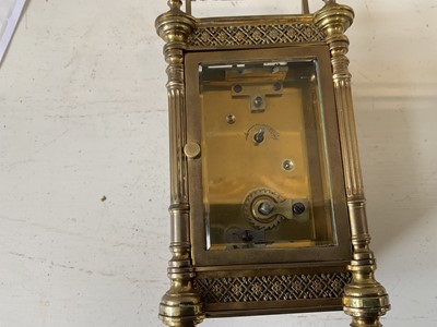 Lot 5179 - Early 20th century French brass carriage clock