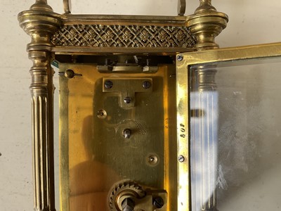 Lot 5179 - Early 20th century French brass carriage clock