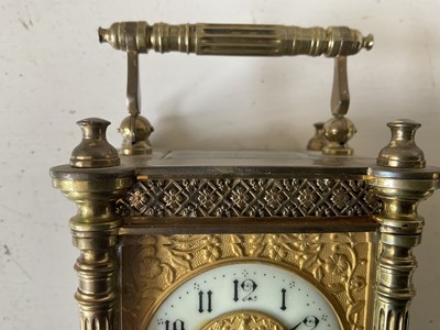 Lot 5179 - Early 20th century French brass carriage clock