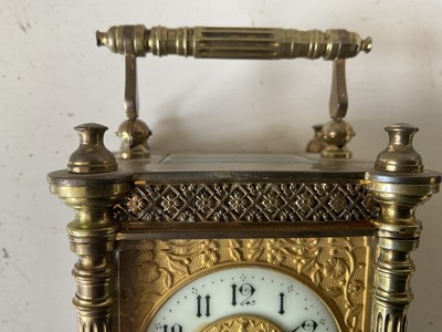 Lot 5179 - Early 20th century French brass carriage clock