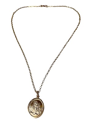Lot 5 - 9ct gold St. Christopher pendant on 9ct gold chain