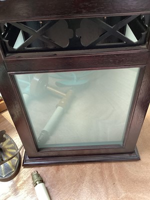 Lot 5152 - Pair of Georgian style 'Chinese' lantern wall lights with painted pagoda tops, frosted glazed panels, 51cm tall