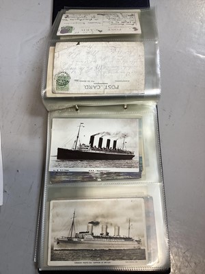 Lot 5158 - Album of shipping-related postcards, HMS St Vincent etc, approx 34