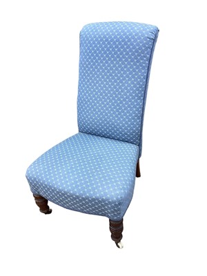 Lot 5355 - Victorian high back chair, on turned wooden legs on original casters