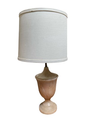 Lot 5161 - Classical carved alabaster table lamp, total height 67cm