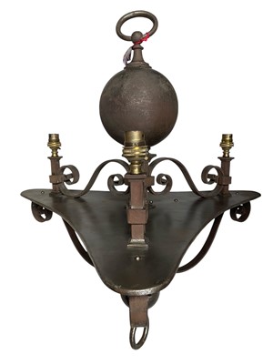 Lot 5162 - Very large wrought steel chandelier