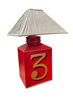 Lot 5164 - Painted tôleware tea canister lamp