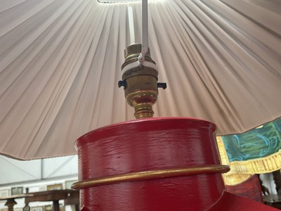 Lot 5164 - Painted tôleware tea canister lamp
