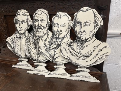 Lot 5166 - Set of five stylish hand painted dummy boards, in the form of busts of explorers