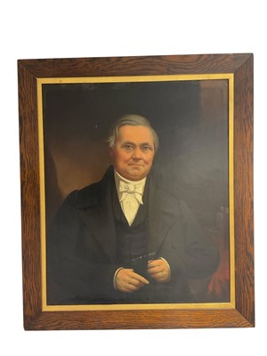 Lot 5175 - Victorian oil on canvas, half length portrait of a man with white cravat, 66 x 54cm framed