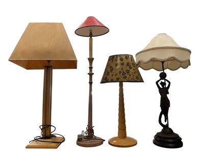 Lot 5200 - Four various decorative table lamps and shades, the tallest 85cm high