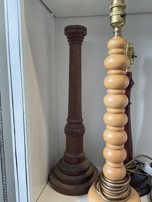 Lot 5201 - Good group of hand turned wooden lamp bases (15)