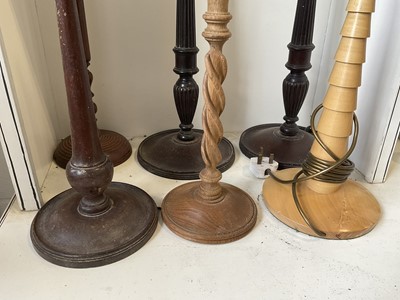 Lot 5201 - Good group of hand turned wooden lamp bases (15)