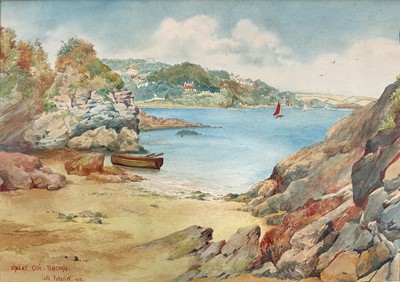 Lot 34 - Leila Petherick early 20th century watercolour of Splat Cove, Salcombe 1913, together with another and two further late 19th / early 20th century English watercolours, all mounted but unframed