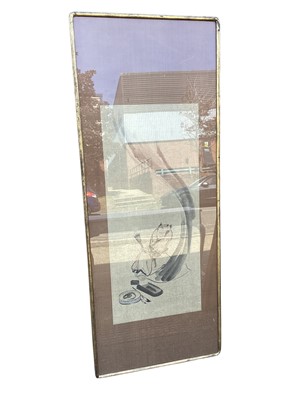 Lot 5219 - Japanese brush painting on textile, 102cm x 45cm