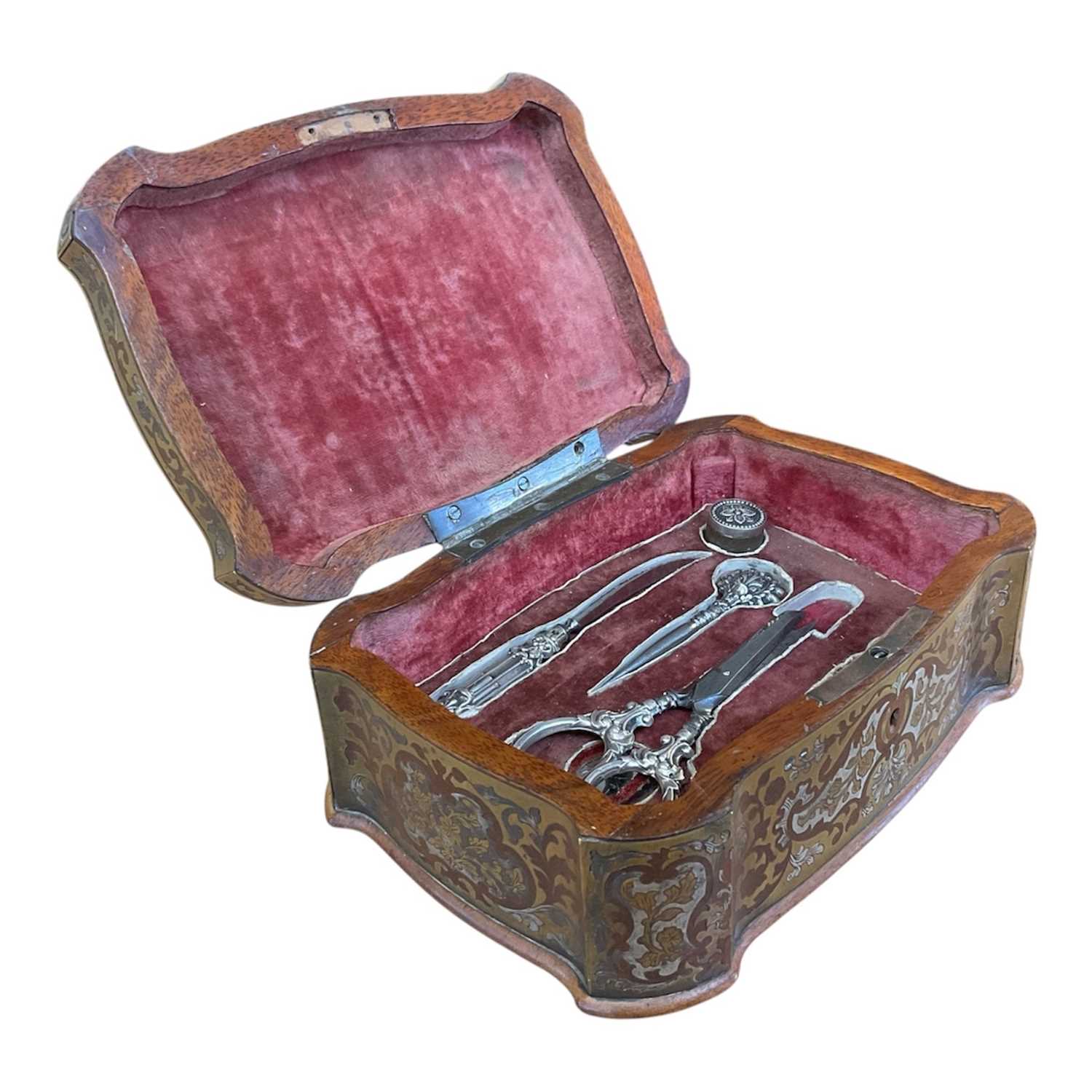 Lot 5220 - 19th century French boulle work work box with silver fittings