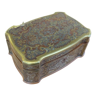 Lot 5220 - 19th century French boulle work work box with silver fittings