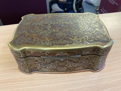 Lot 5220 - 19th century French boulle work work box with silver fittings