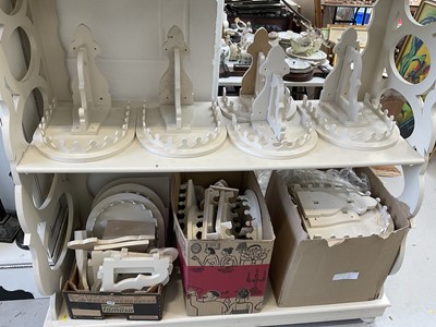 Lot 5224 - Large collection of cream wooden wall brackets and composite parts, easily constructed for a very large number of brackets